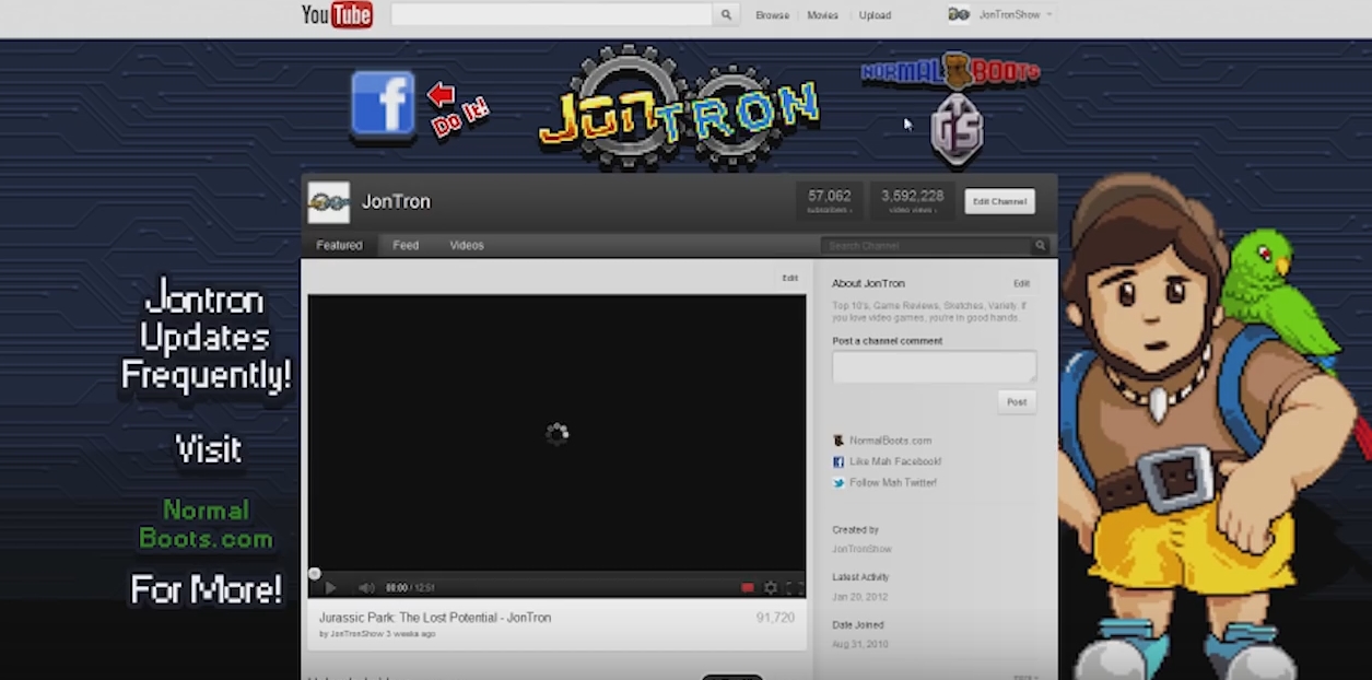 1255x622 Jontron's Old Youtube Channel Layout, It Even Came