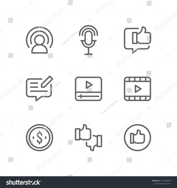 750x800 Influencer Icon Set Including Podcast, Blogger, Youtuber, Like