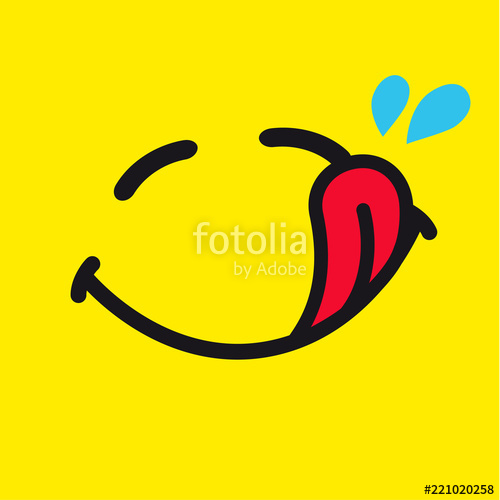 500x500 Hungry Emoticon Or Emoji Icon Yummy Big Smiley In A Flat Design