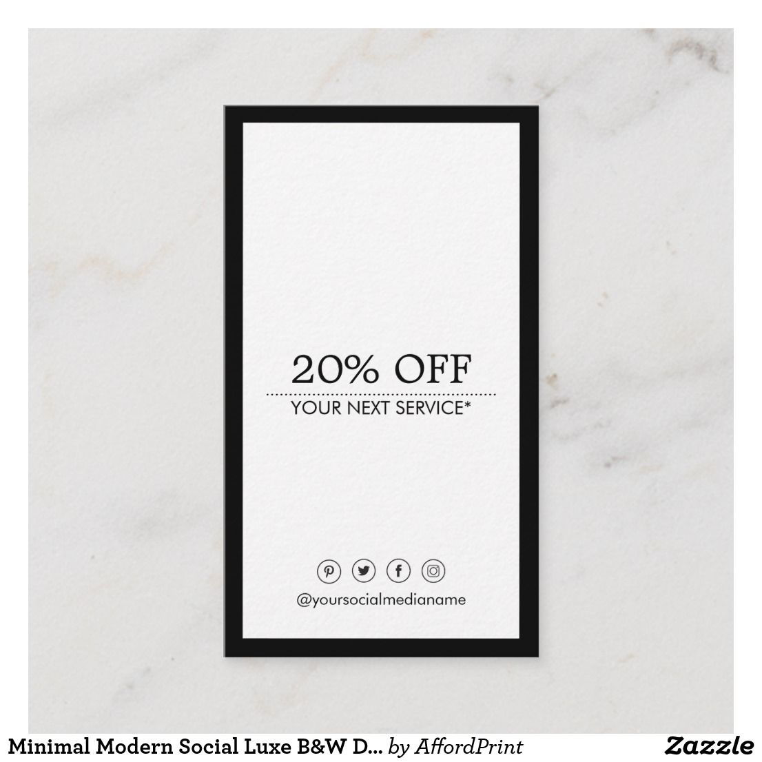 1106x1106 Minimal Modern Social Luxe Bampw Discount Vertical Business Card