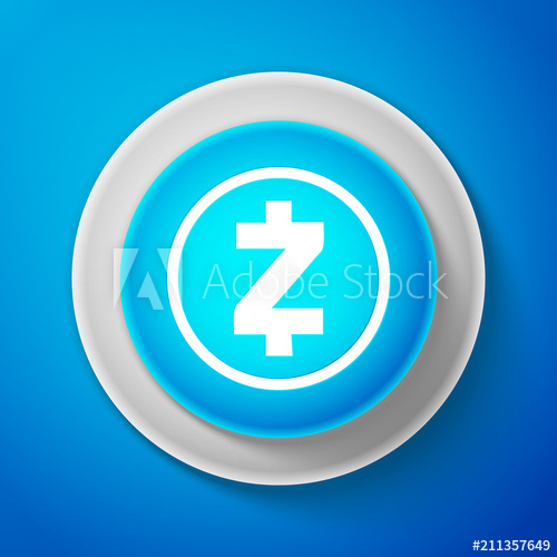 500x500 White Cryptocurrency Coin Zcash Zec Icon Isolated On Blue