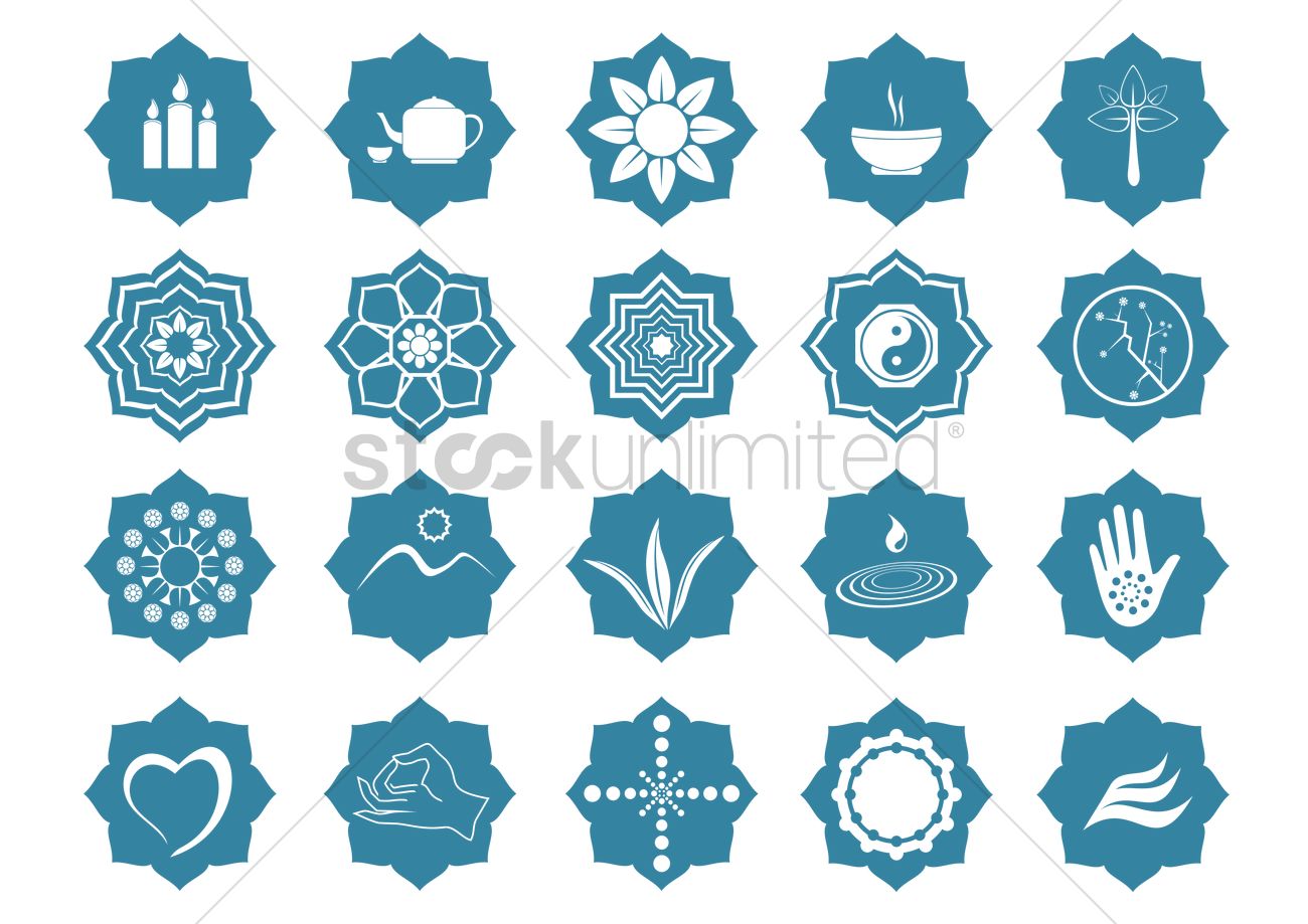 1300x919 Assorted Yoga And Zen Icon Set Vector Image