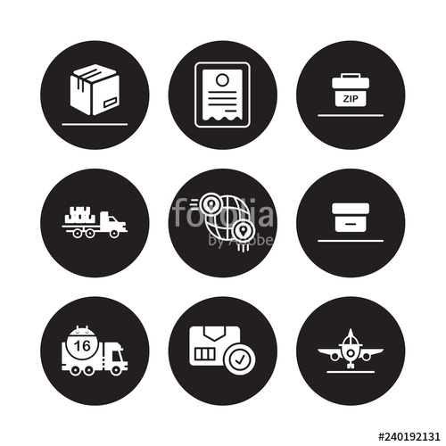 500x500 Vector Icon Set Box, Bill, Delivery Day, Box, Global