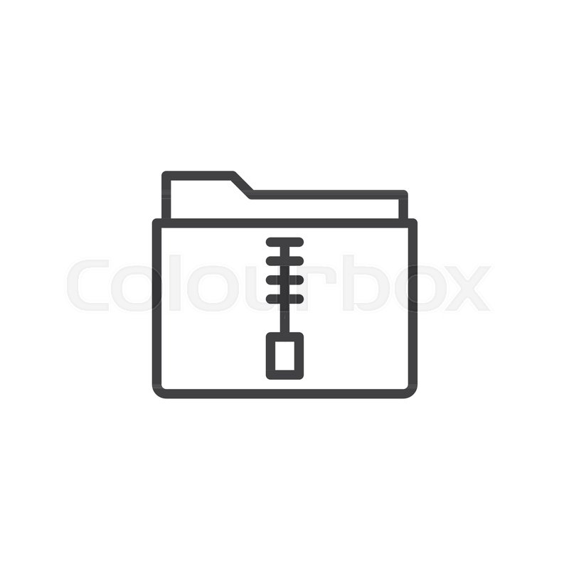 800x800 Zip Folder Line Icon, Outline Stock Vector Colourbox