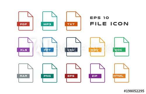 500x325 Set Of Document Labels And Formats Icons Pdf, Txt, Xls