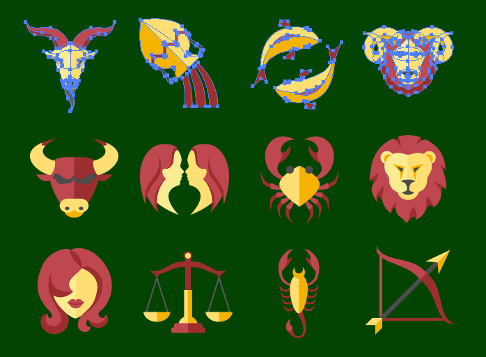 698x512 Flat Zodiac Icons