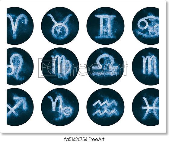 560x470 Free Art Print Of Zodiac Signs Buttons Set Of Horoscope Symbols
