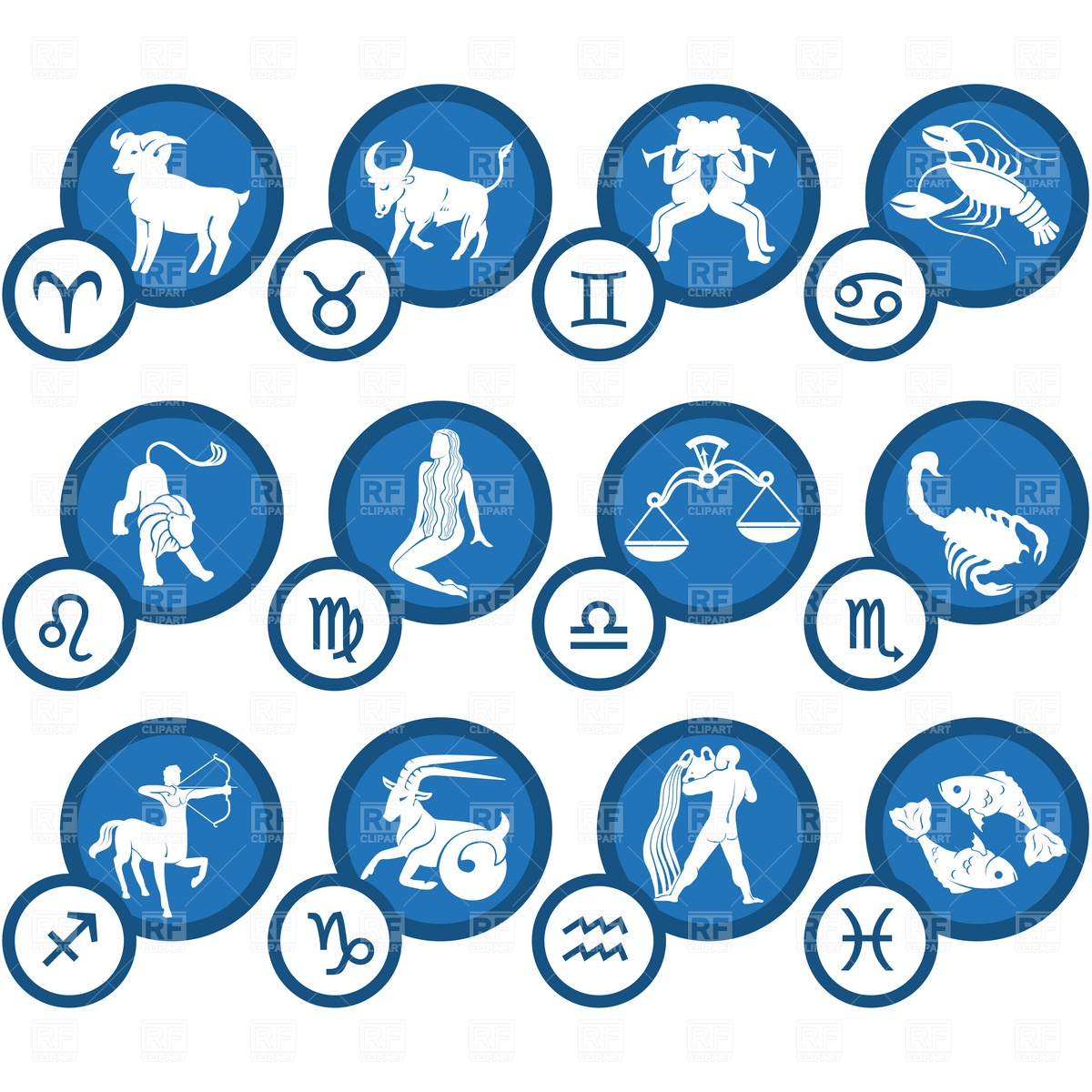 1200x1200 Set Icons Of Zodiac Signs Vector Image Of Signs, Symbols, Maps