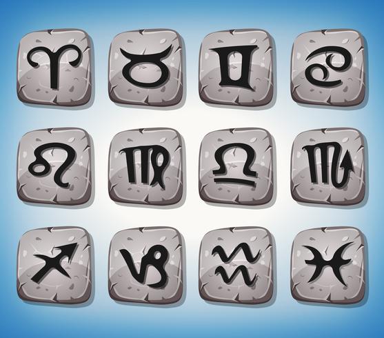 557x490 Zodiac Signs And Icons Set On Rocks