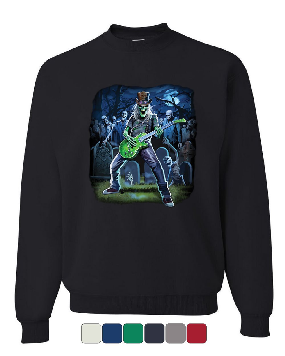 1000x1250 Zombie Rock Sweatshirt Heavy Death Metal Music Skull Hard Rock