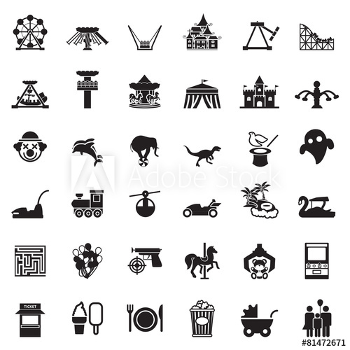 500x500 Theme Park And Zoo Icon Vector Set