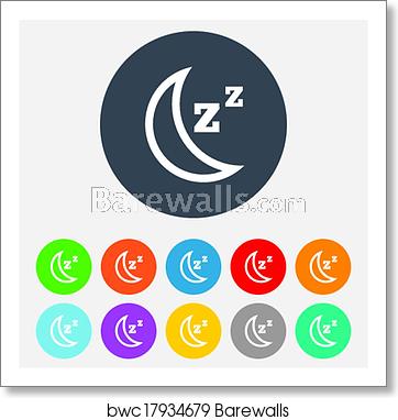 362x382 Sleep Sign Icon Moon With Zzz Button, Art Print Barewalls